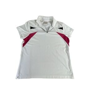 EP Pro Tour Tech Polo Shirt Womens XL White Pink Black Golf Tennis Top Polyester